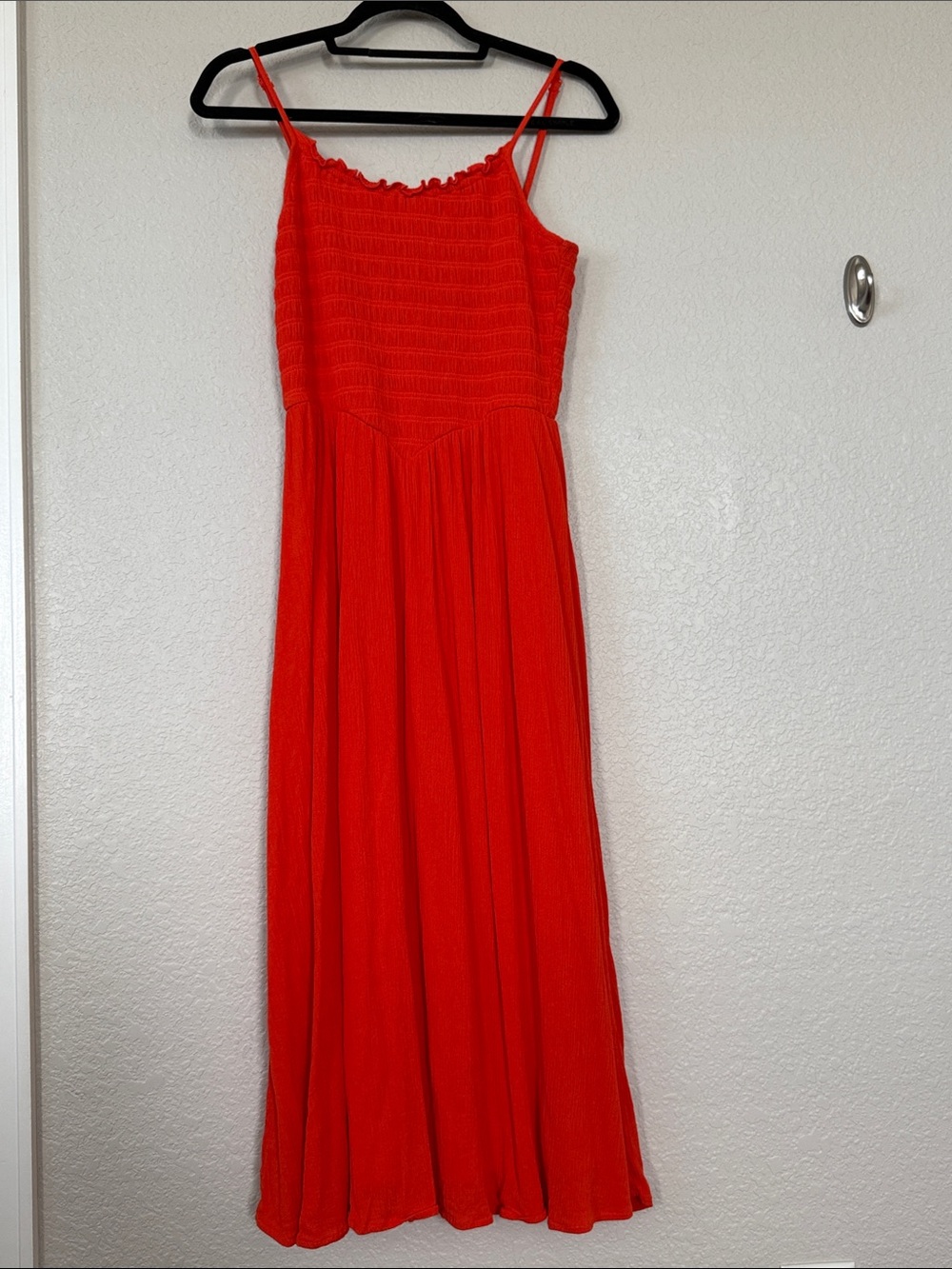Madden Girl Orange Maxi Dress with Smocked Bodice